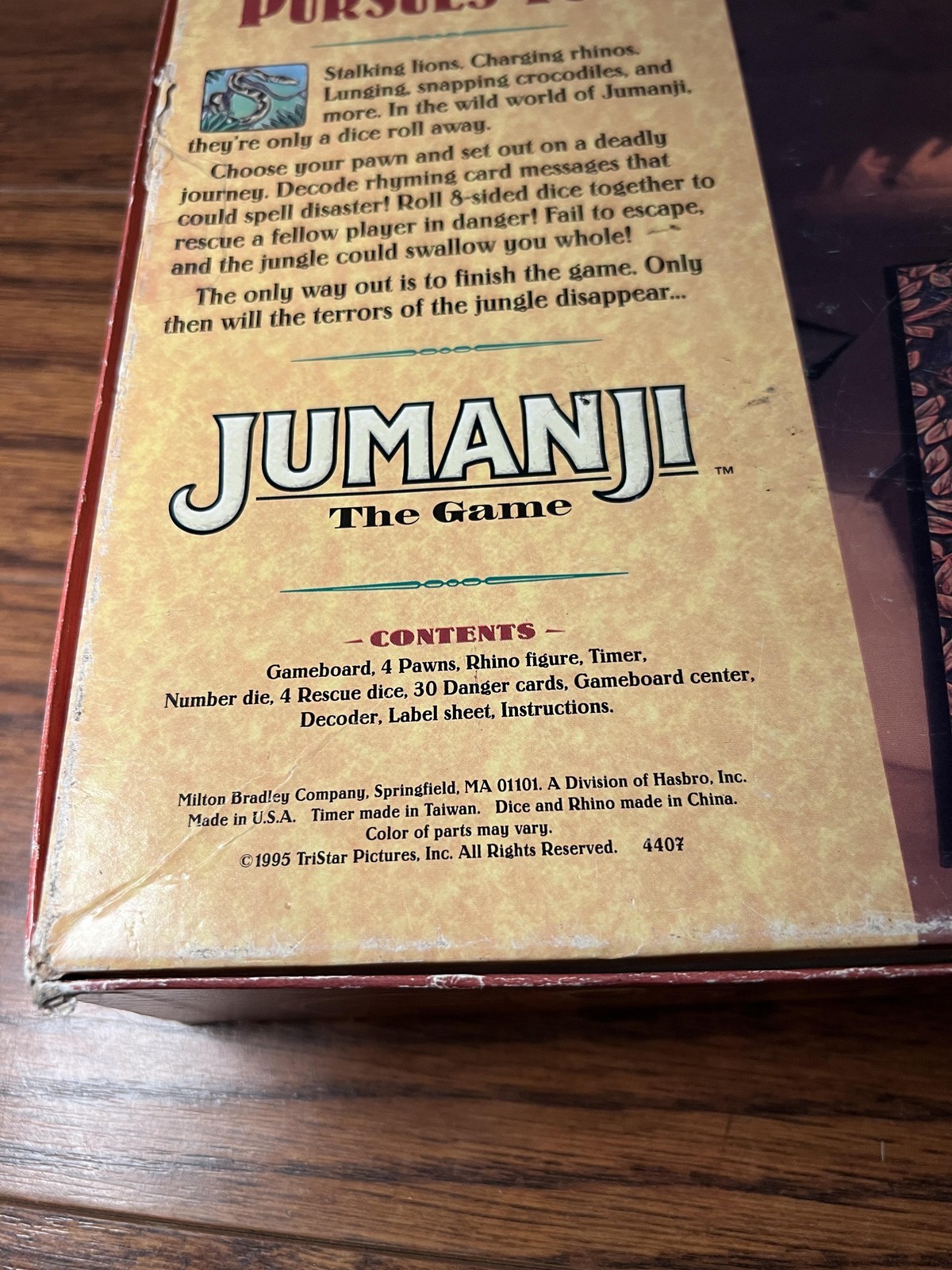 Vintage Jumanji Board Game 1995 Milton Bradley Family Adventure Jungle