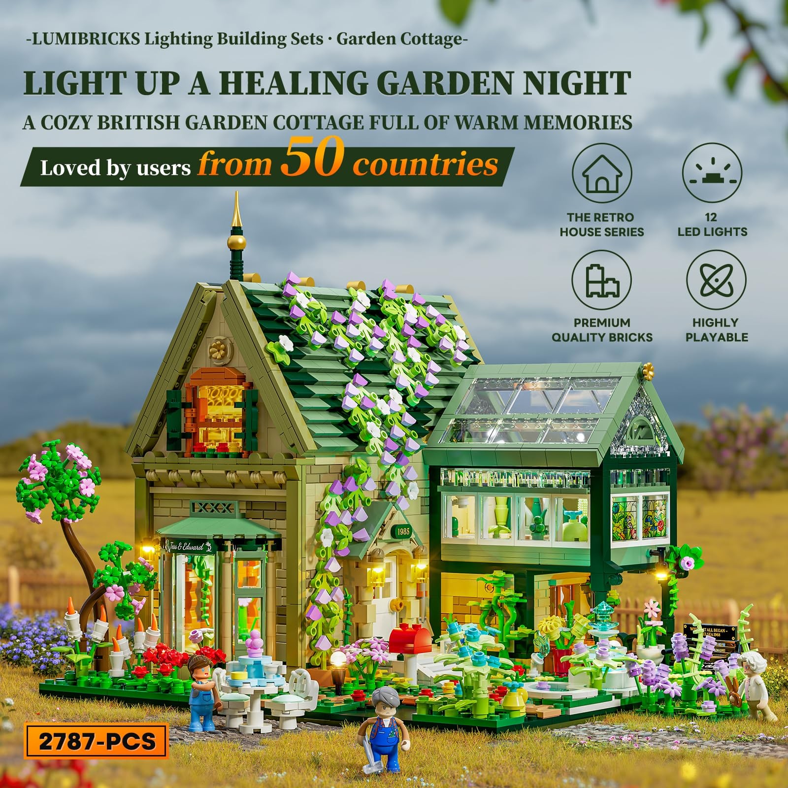 Garden Cottage Building Bricks Set 2787 Pcs Retro Cabin Model Lumibricks House