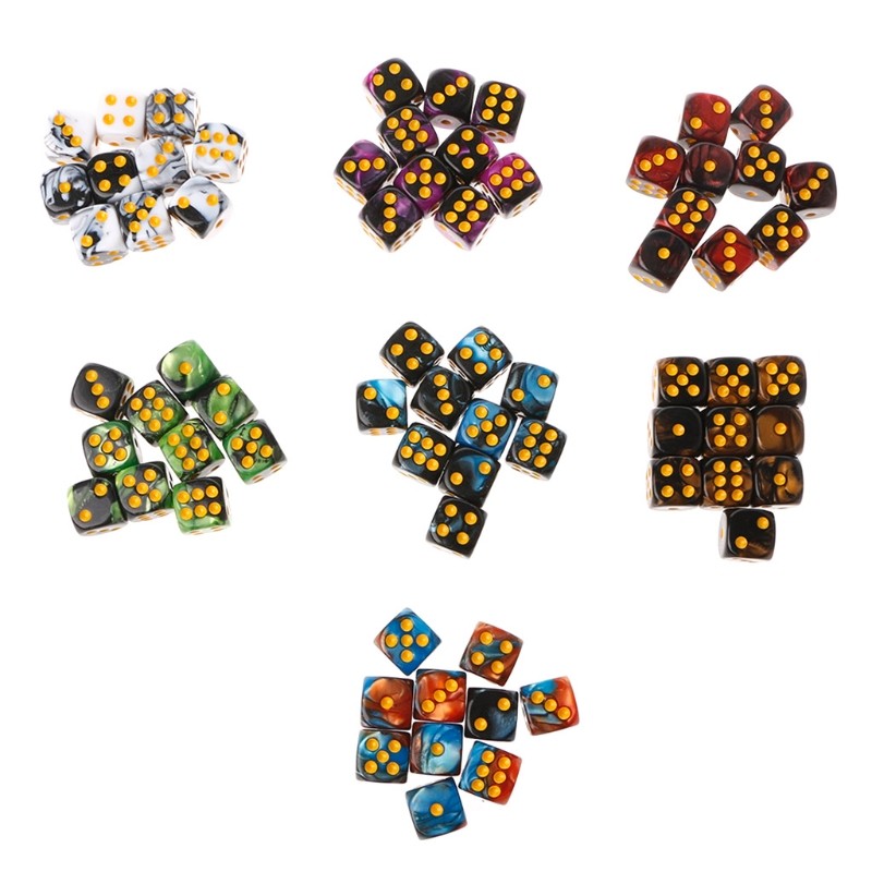 10pcs Six Sided 12mm Transparent Cube Round Corner Portable Table Playing Games