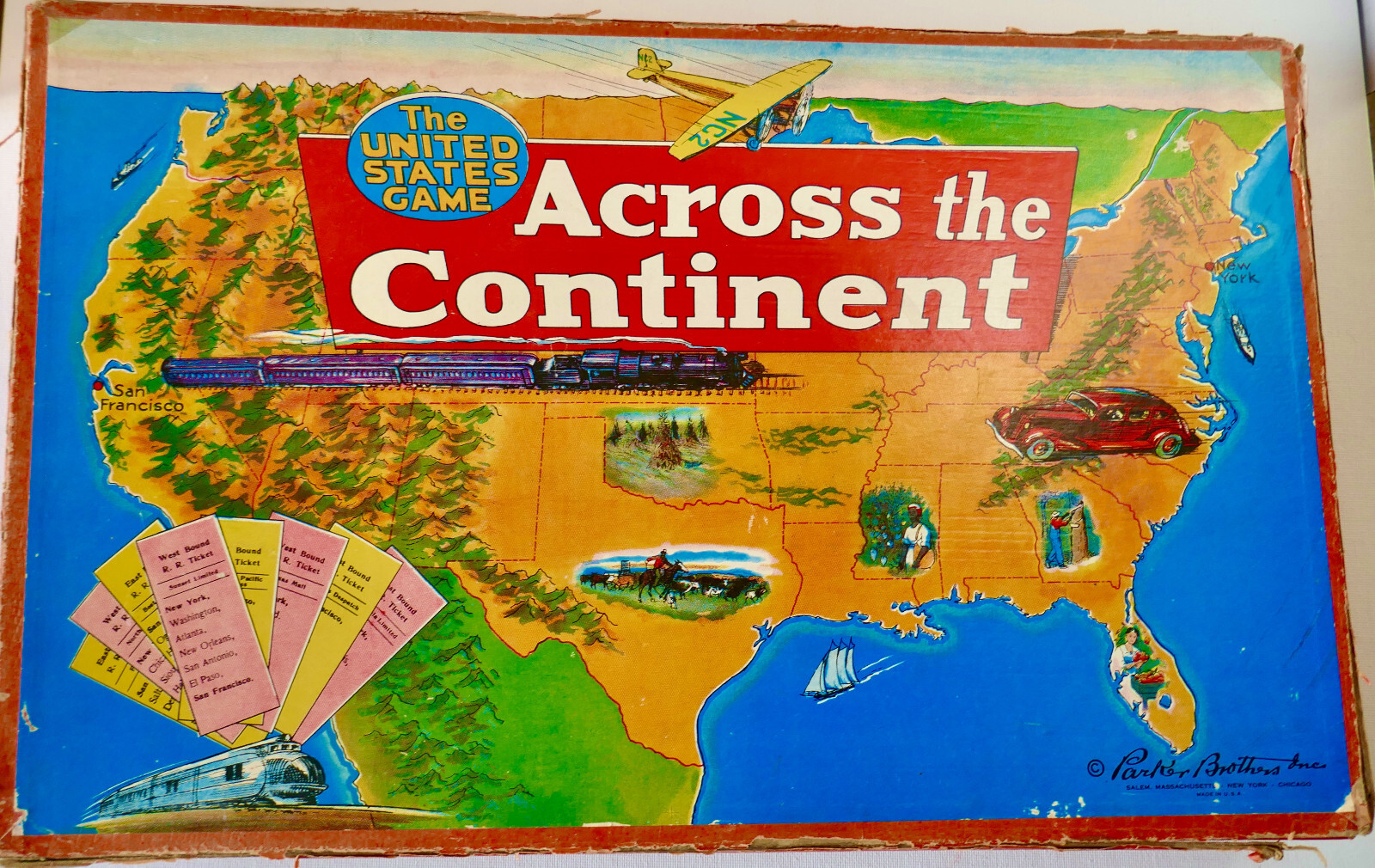 1940s WWII-Era Board Game ACROSS THE CONTINENT Non-Metal (Composition) Trains