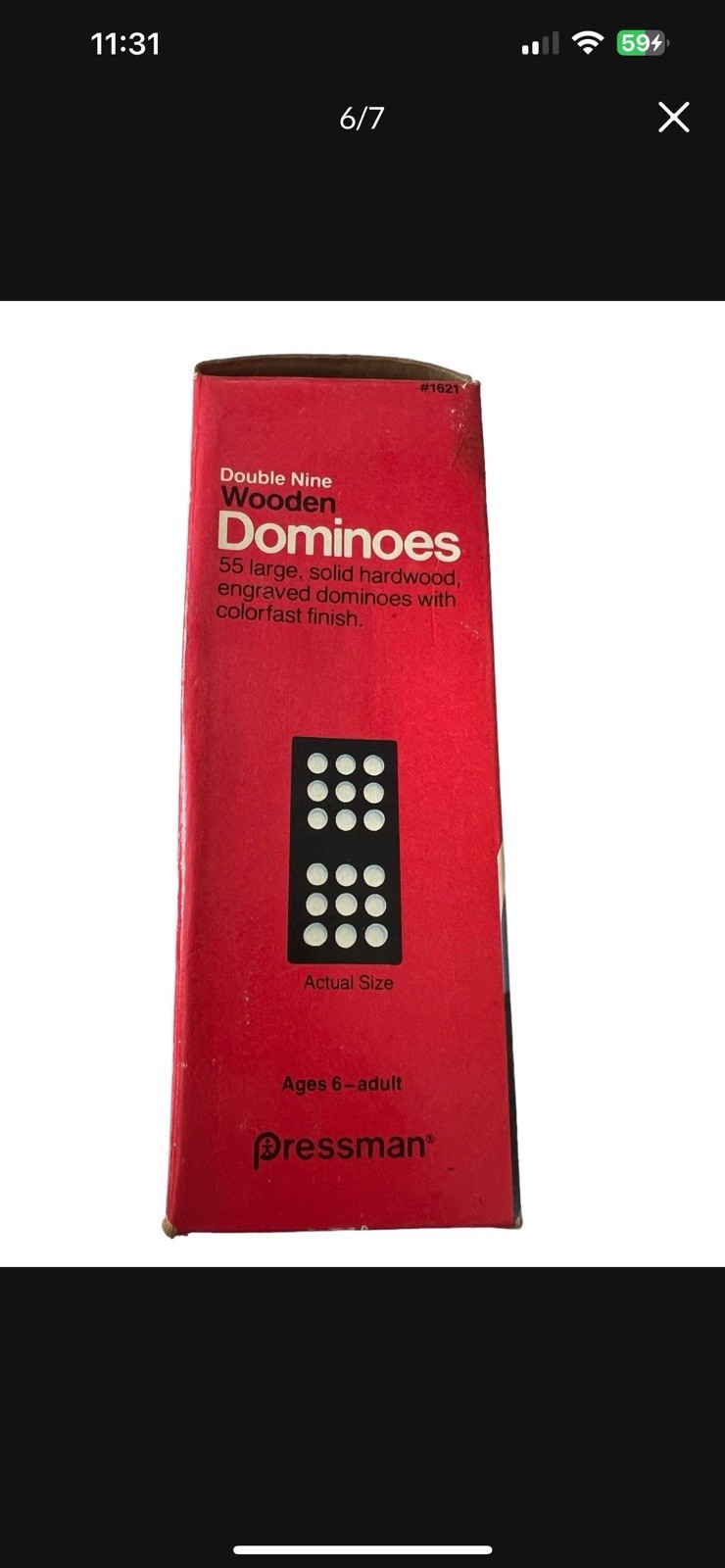 Pressman Wooden Double Six Dominoes Multiple Player Game (1983)