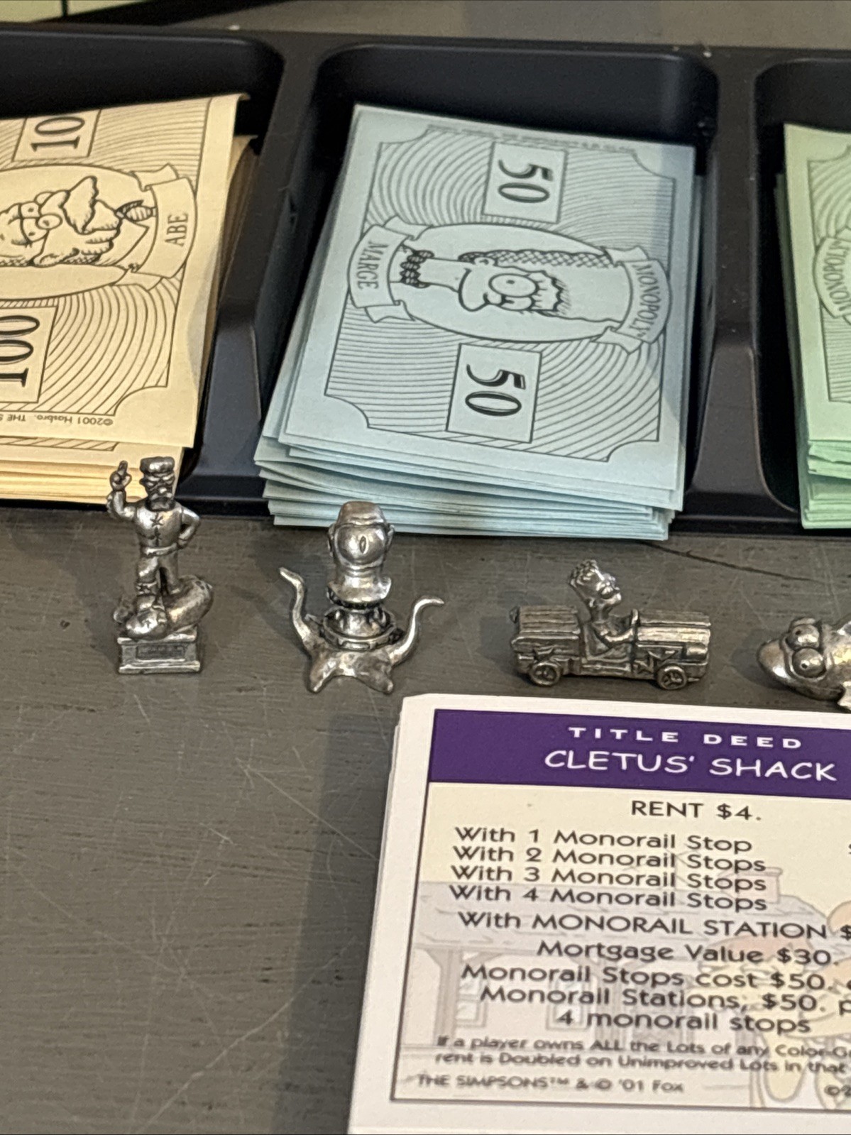Hasbro Monopoly The Simpsons Edition Board Game Near Complete 2001 Pewter Bart
