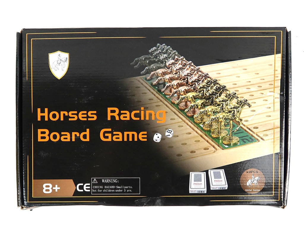 THICKENED SOLID WOOD METAL HORSES WALNUT HORSE RACE BOARD RACING GAME