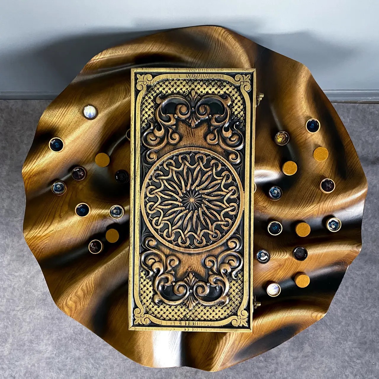 Classical_LUXURY Wooden BACKGAMMON Set Carved Game New Board 48cm (19″)