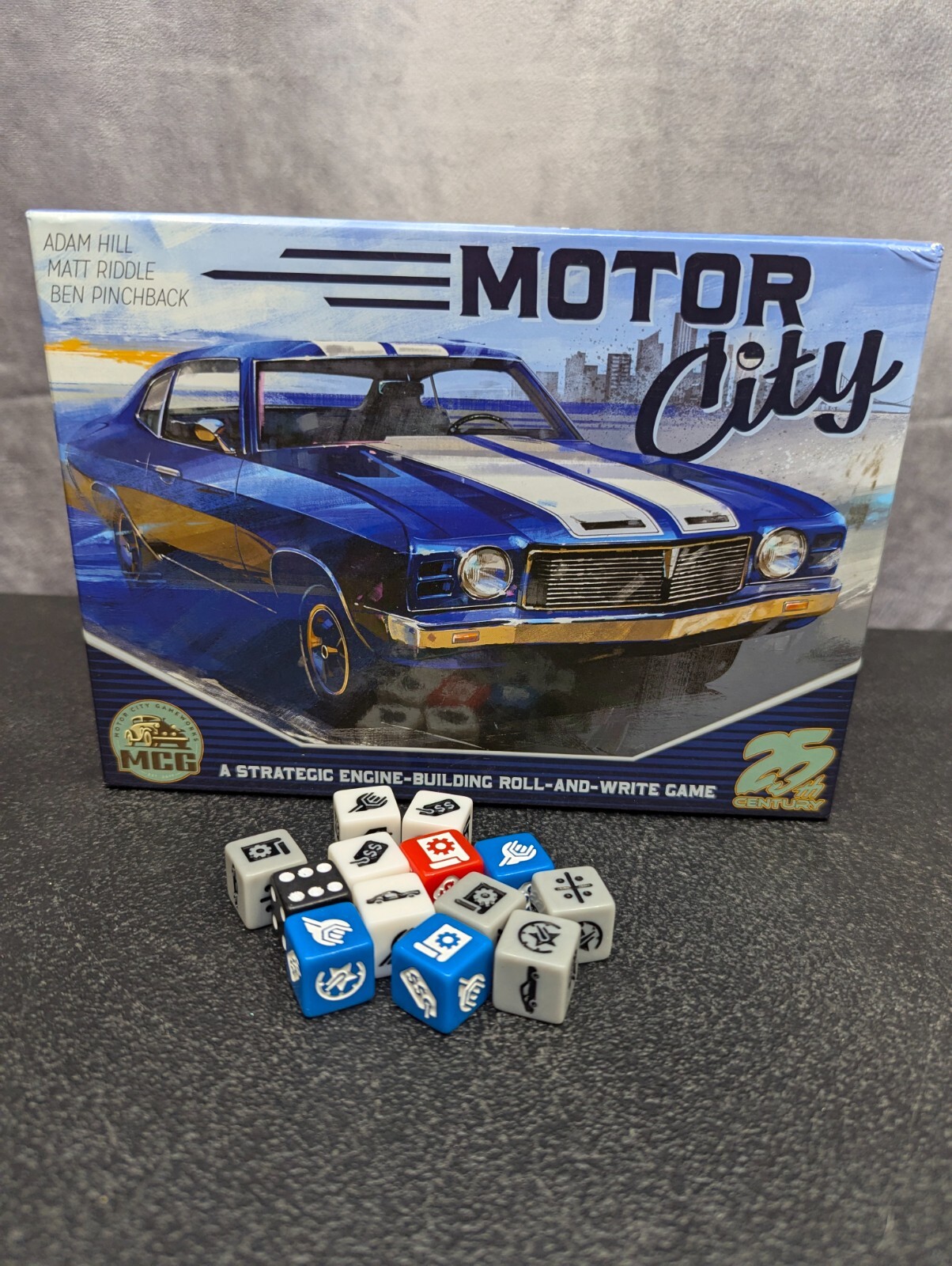 Motor City (Board Game) 25th Century Games Pinchback Riddle roll write COMPLETE