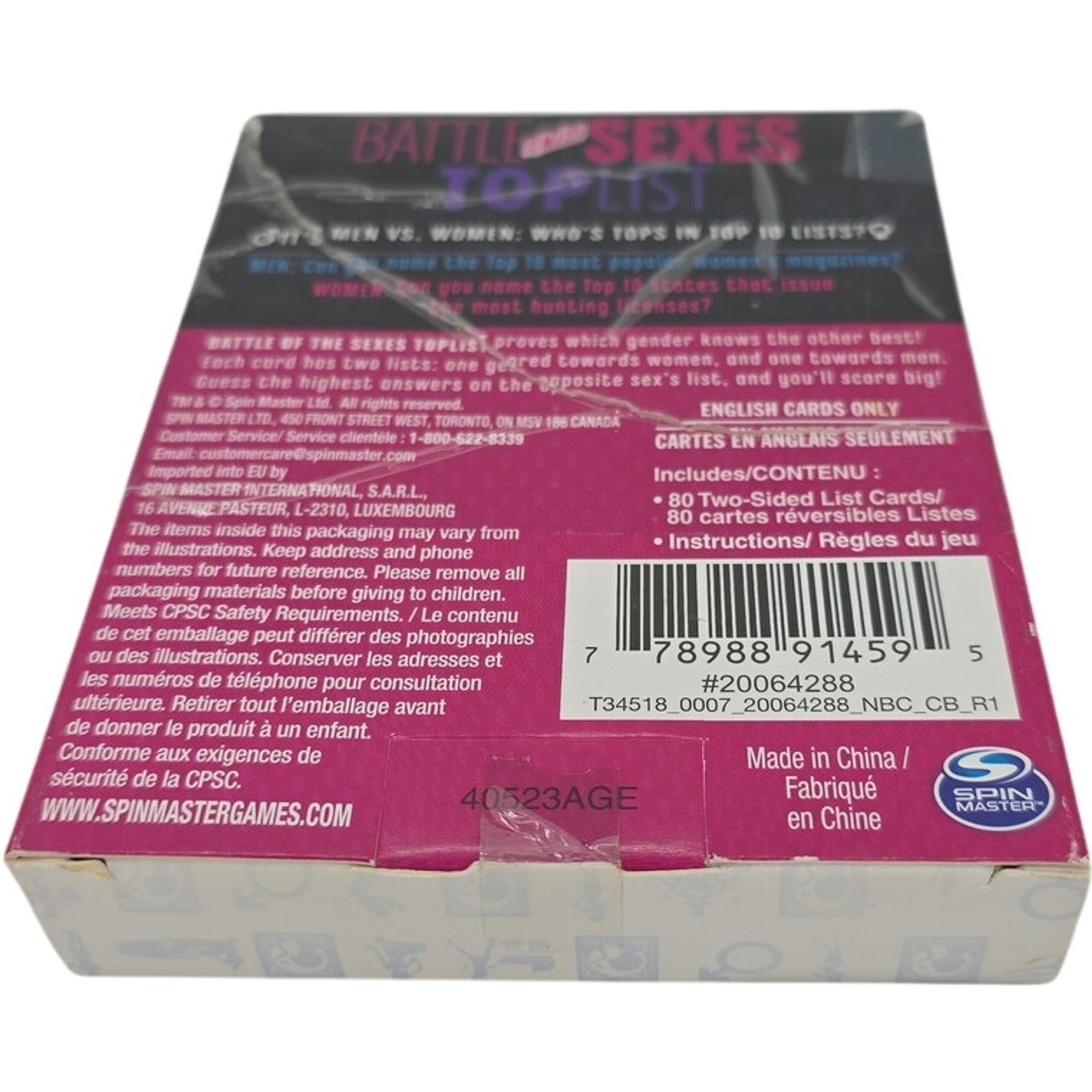 Battle of the Sexes Top List Card Game Adult Trivia Party Game