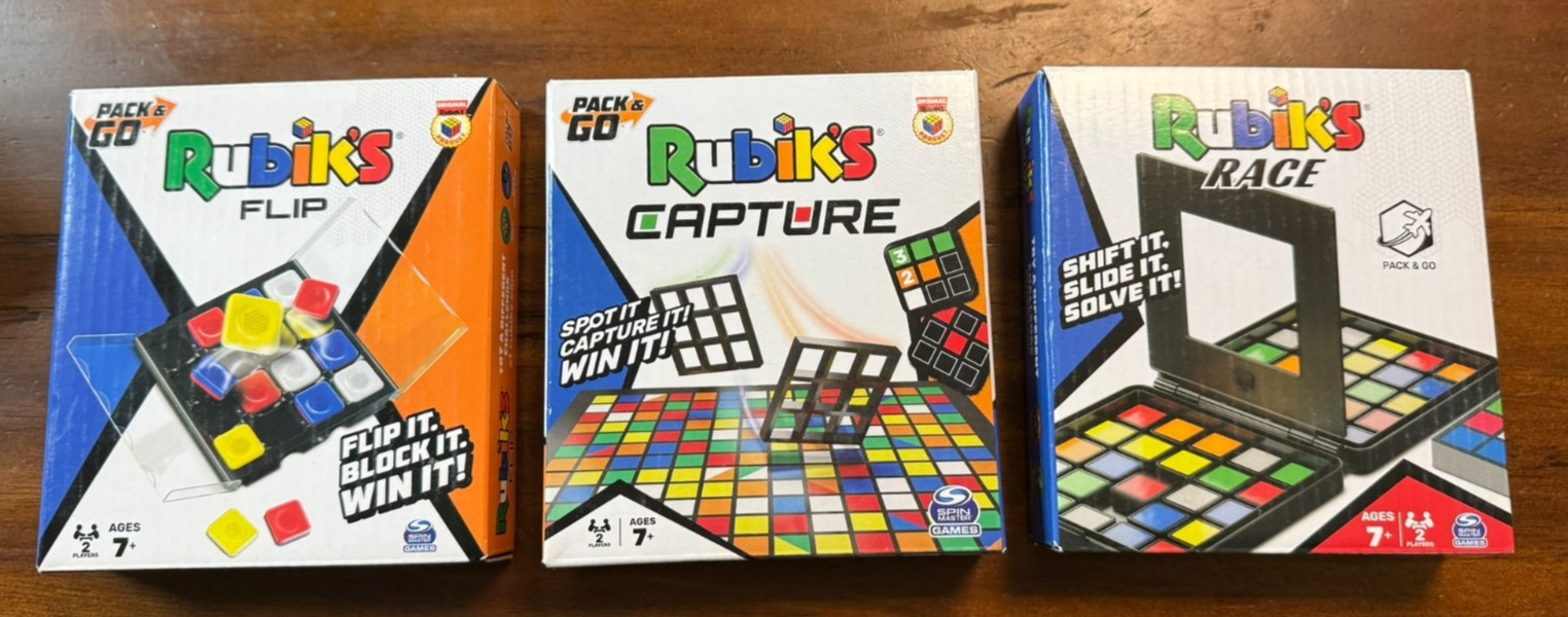 Rubik’s Cube Rubik’s Race, Rubik’s Flip, and Rubik’s Capture Pack & Go Games NEW