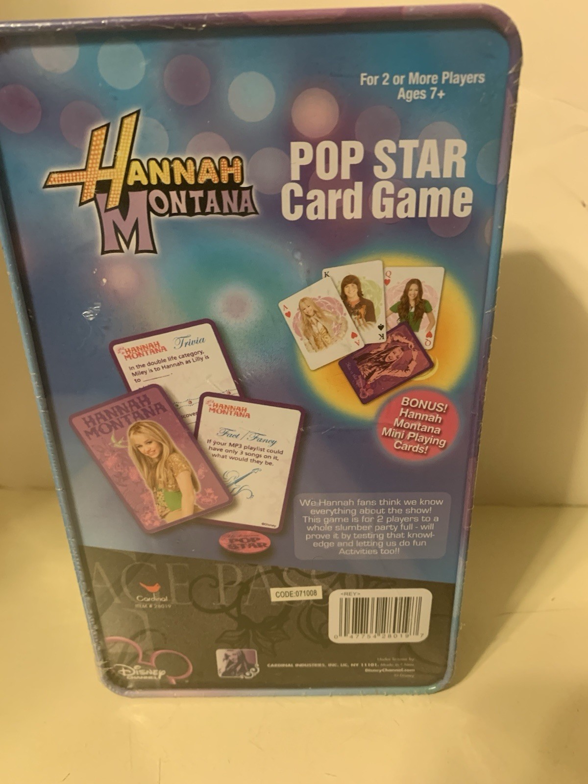 Cardinal Disney Hannah Montana Miley Cyrus Pop Star Card Game Ages 7+ New Sealed
