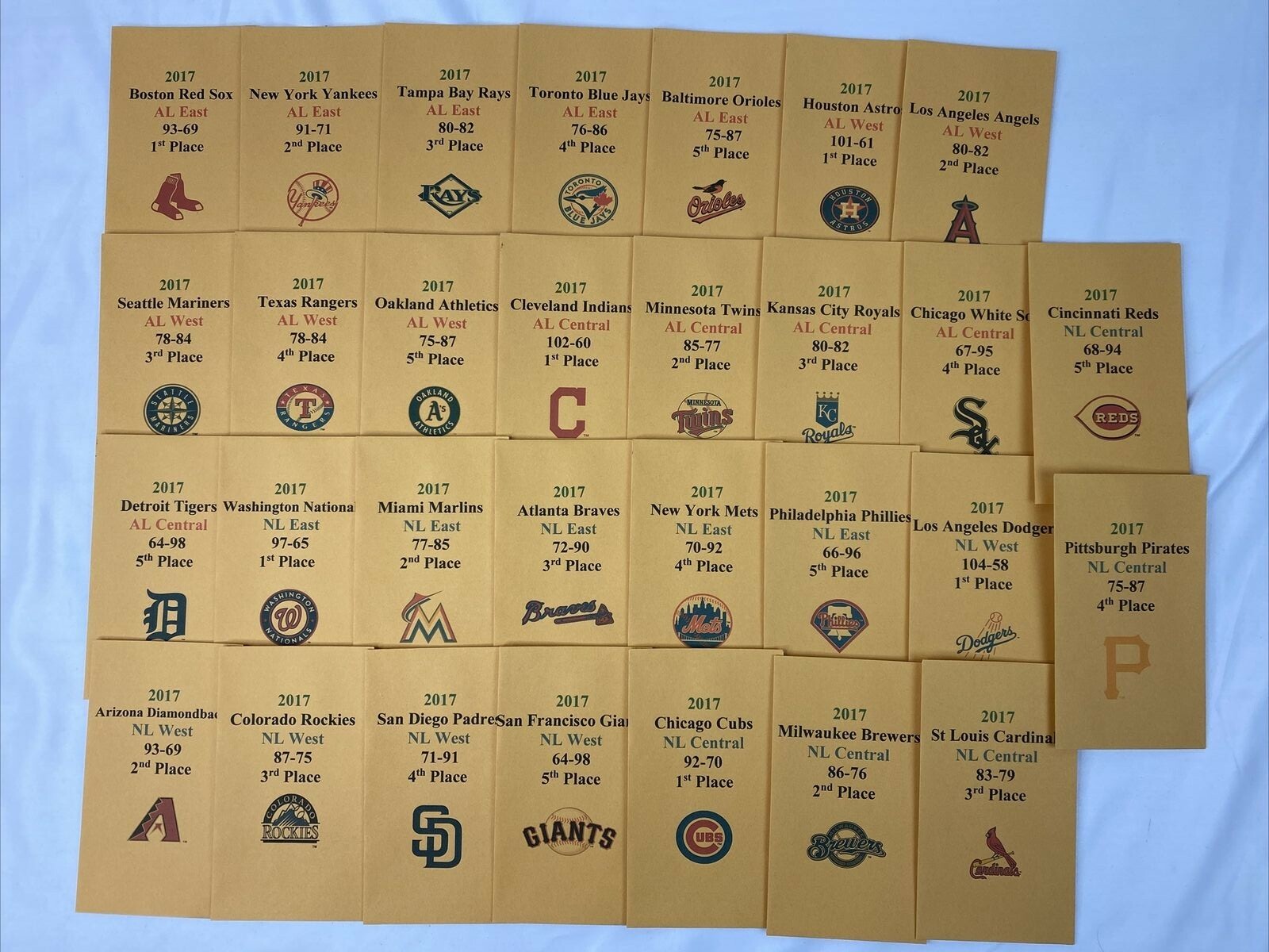 2017 APBA Baseball Printed Storage Envelopes with Stats and Logo