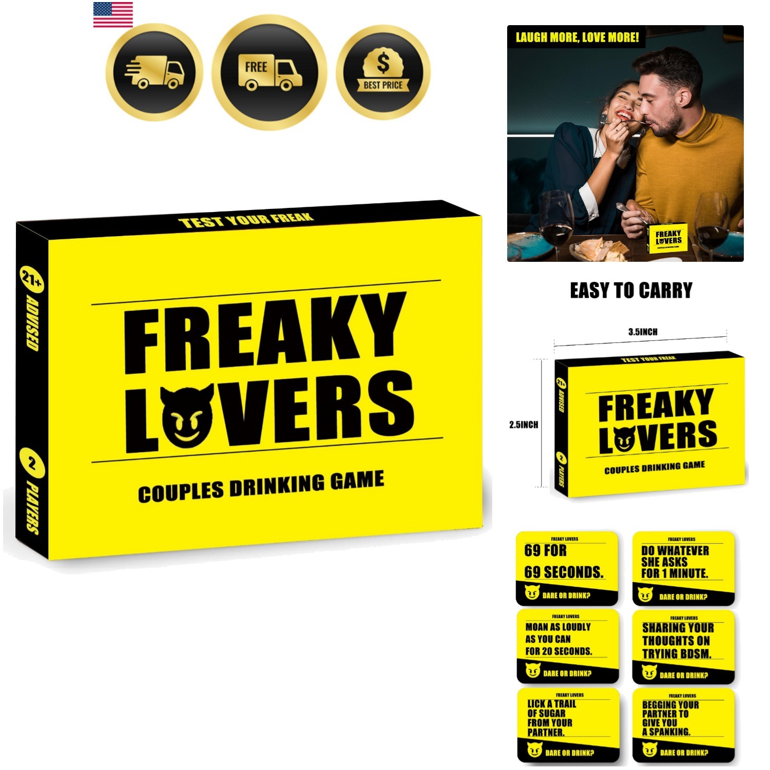 Couple Drinking Game for Date Night to Your Freak, Fun Couple Game for Roman…