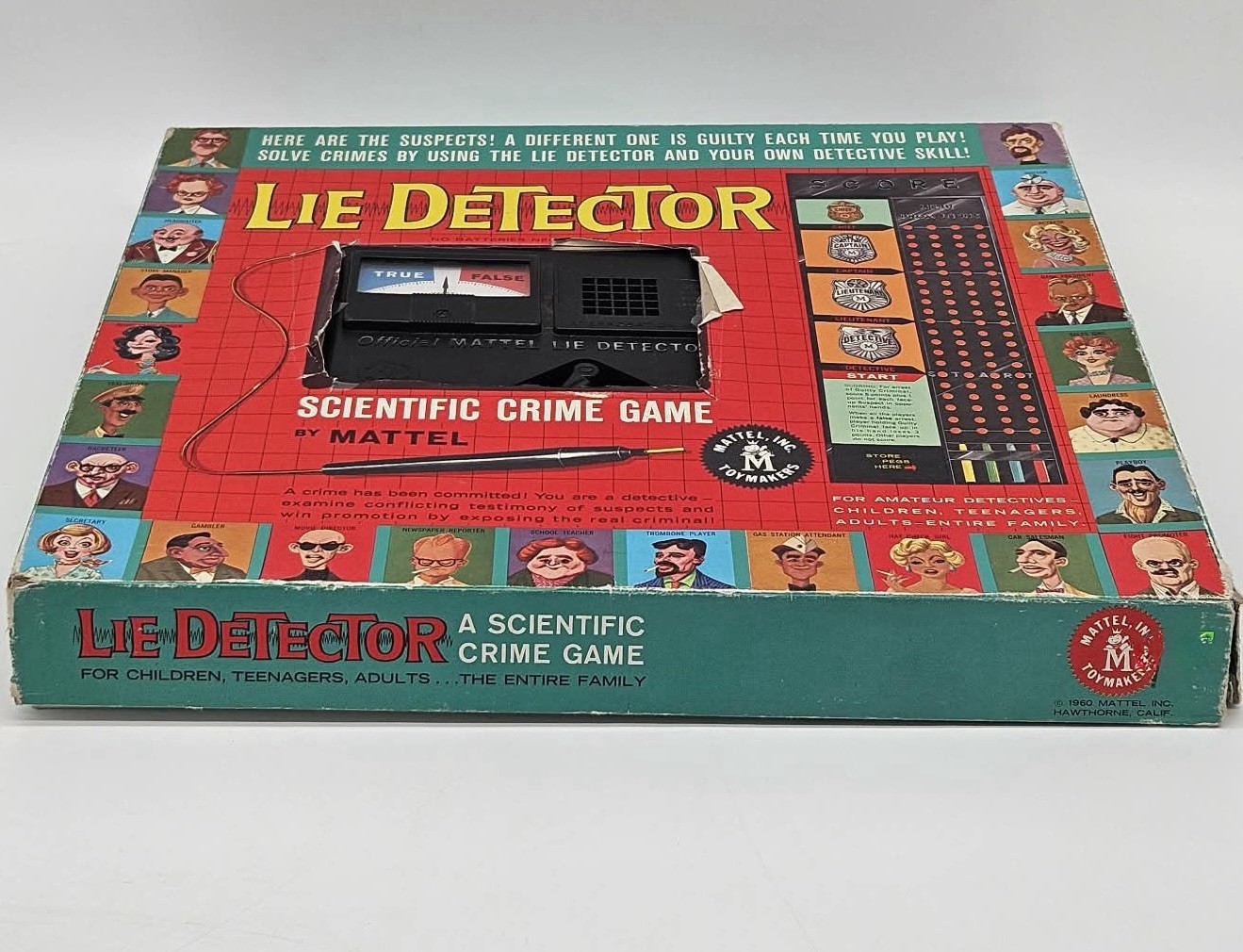 Vintage 1960 Mattel Lie Detector Game RARE Boardgame Scientific Crime Game ￼