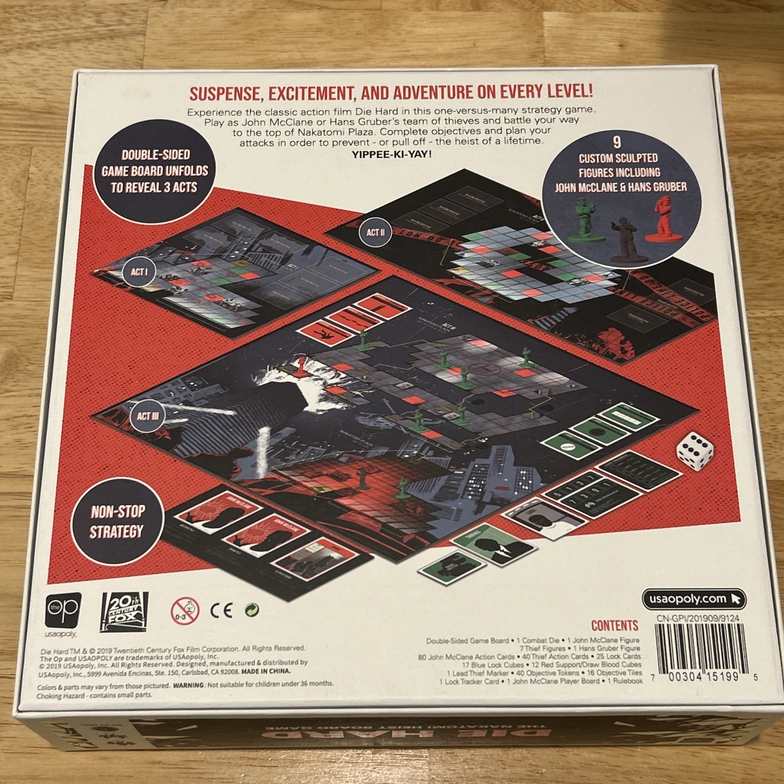 DIE HARD THE NAKATOMI HEIST BOARD GAME OPEN YET UNPLAYED. BRUCE WILLIS CHRISTMAS