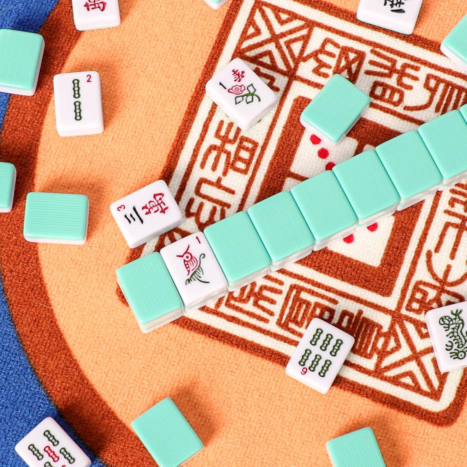 Set of American Mahjong Tiles, 166 American Mahjongg Tiles with Light Green Colo