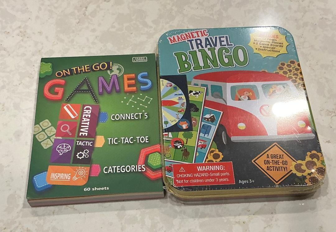 NEW ON THE GO! GAMES AND MAGNETIC TRAVEL BINGO-PORTABLE! KEEP THEM BUSY!