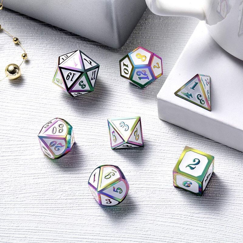 7pcs Polyhedral Metal Dice Sets For Role Playing Game RPG