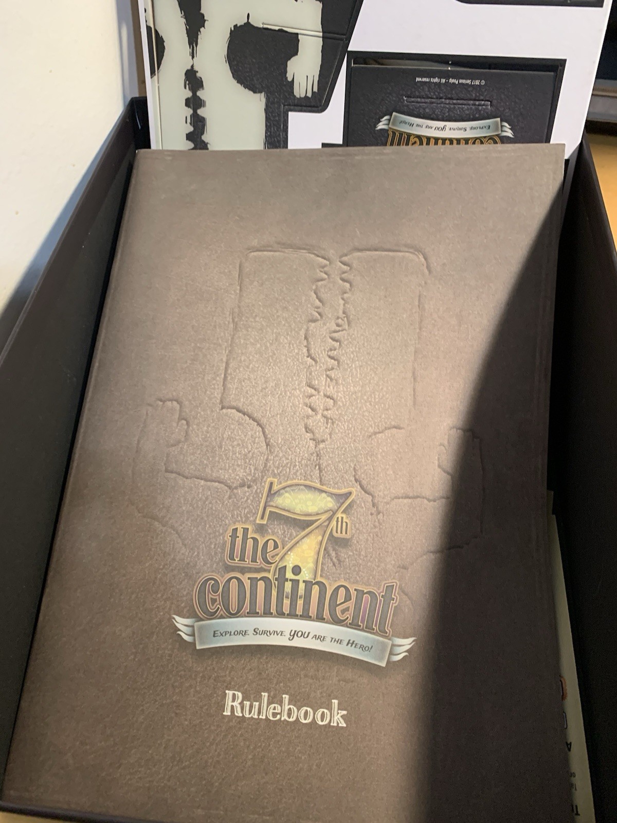 The 7th Continent Board Game + What Goes Up Expansion, Kickstarter Versions