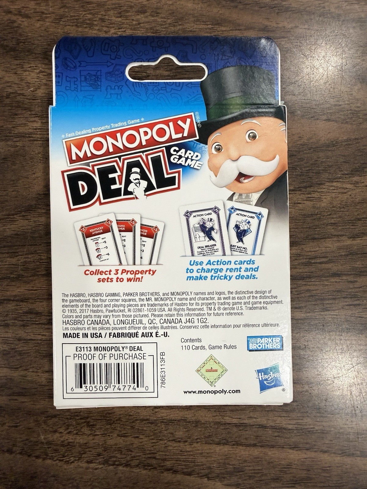 Monopoly Deal Card Game By Hasbro Ages 8+ 2-5 Players NEW