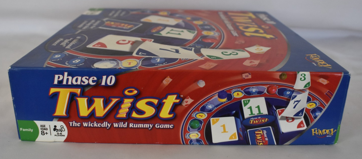 Phase 10 Twist Board Game Open Box SEALED PARTS Fundex 2008 Wickedly Wild Rummy