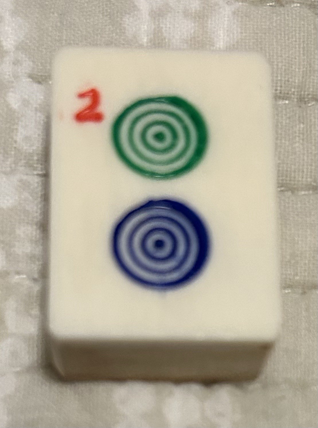 MAH-JONG BAMBOO & BONE 2 COINS TILE REPLACEMENT YELLOW MOUNTAIN