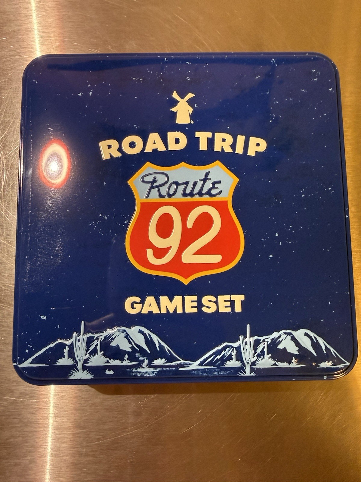 Dutch Bros Route 92 Road Trip Game Set Tin May 2026 Key Chain Stickers Reusable