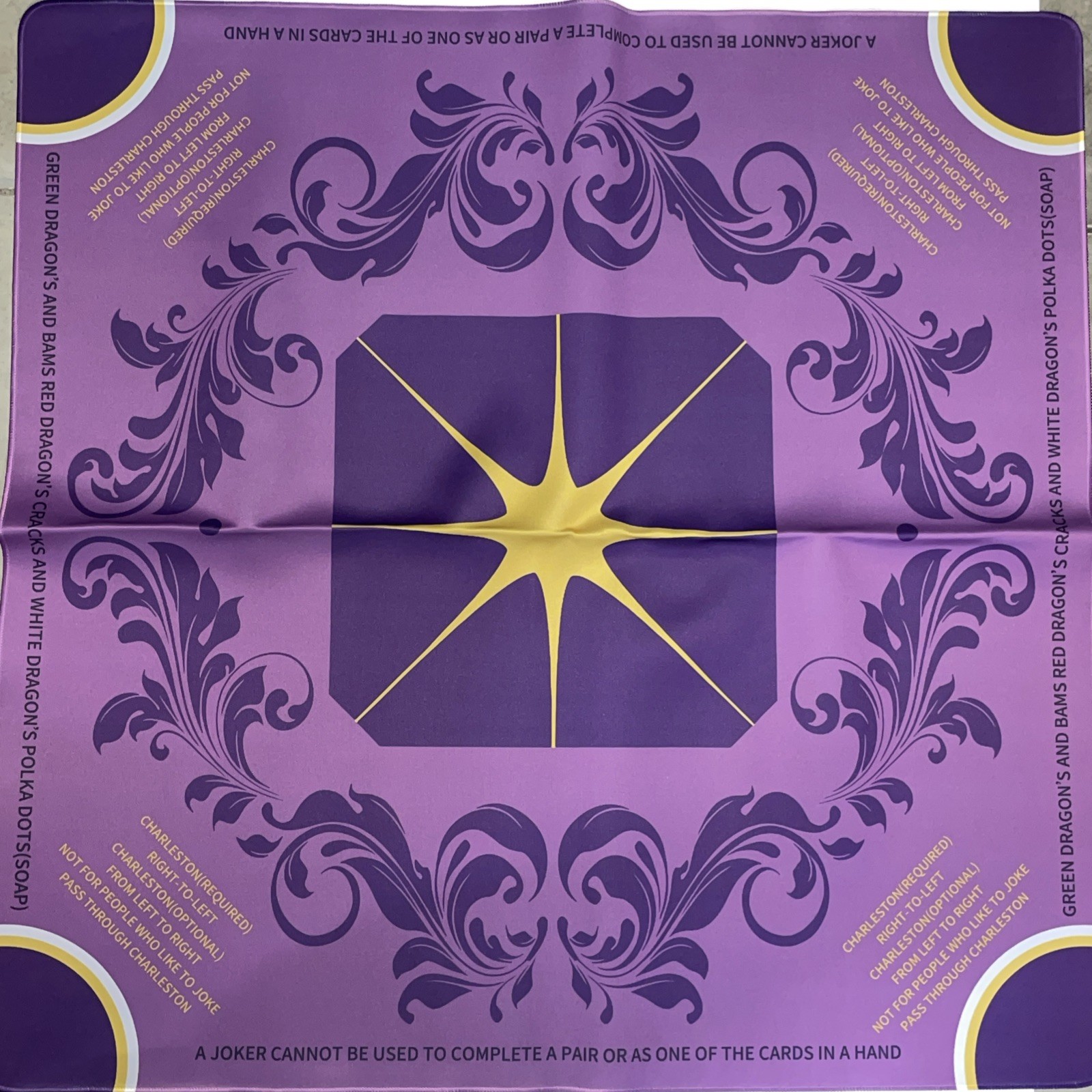 Mahjong Gaming Mat 31x31in Natural Rubber 3mm Thickened Non-Slip Purple New