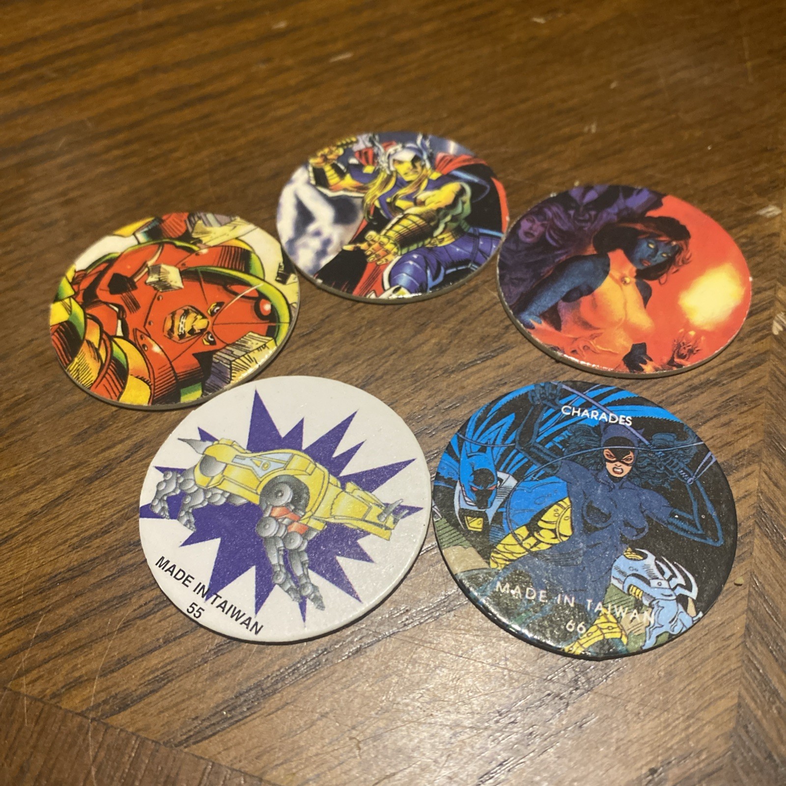 VTG 1990s Comic Book POGs / Milk Caps 28 Marvel & DC – Venom, Wolverine Magneto