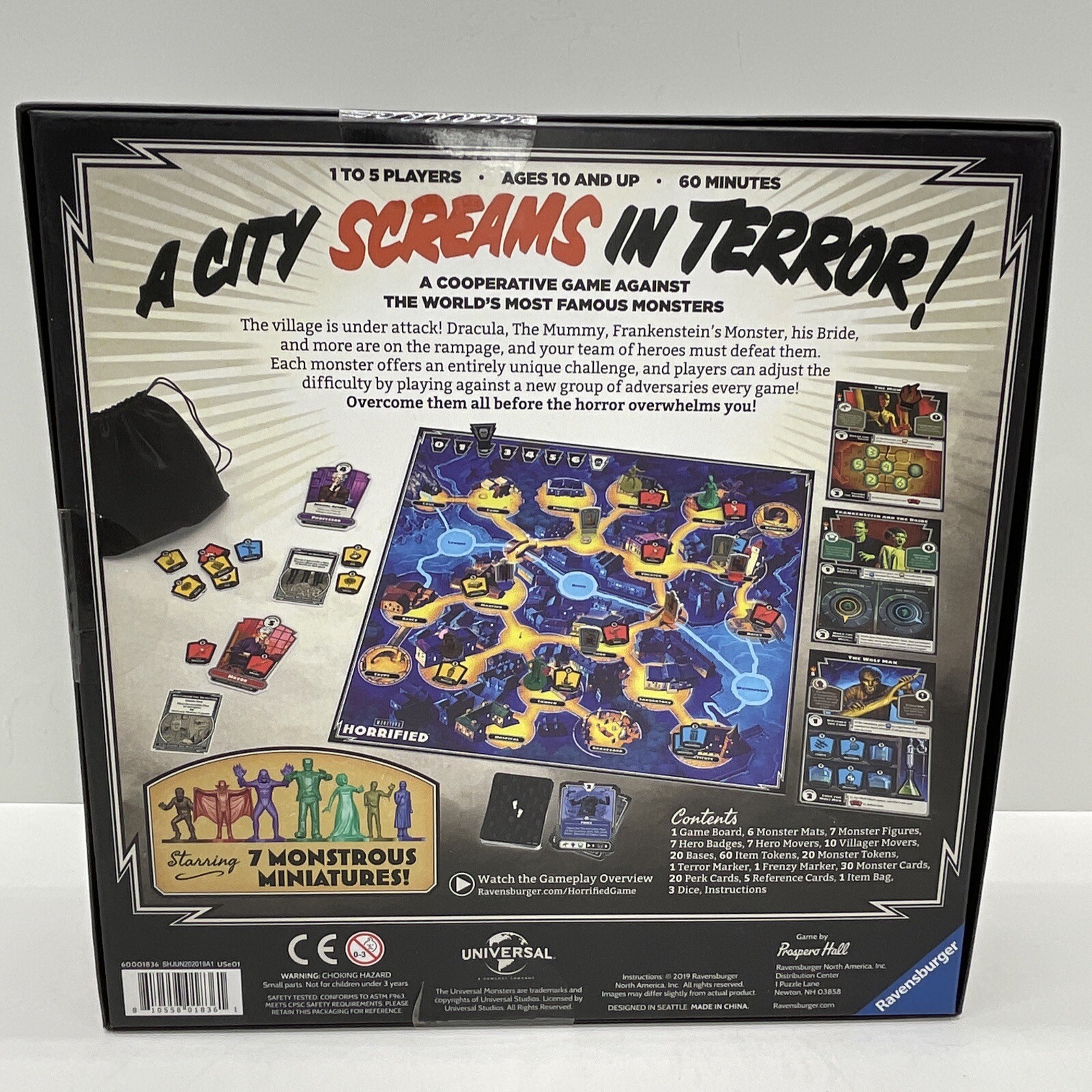 HORRIFIED Universal Studios Monsters Strategy Board Game Dracula Frankenstein