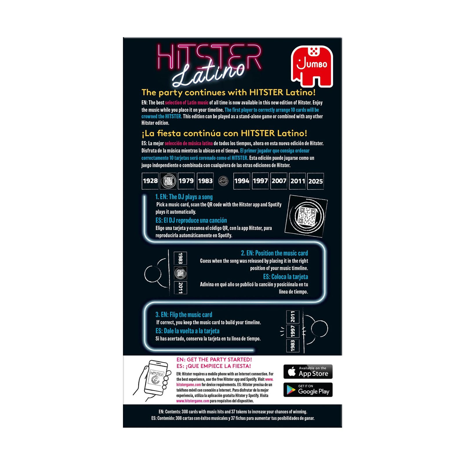 Jumbo Hitster – Latino, Fun Music Quiz Card Game, 2-10 Players – 300 Latin Mu…