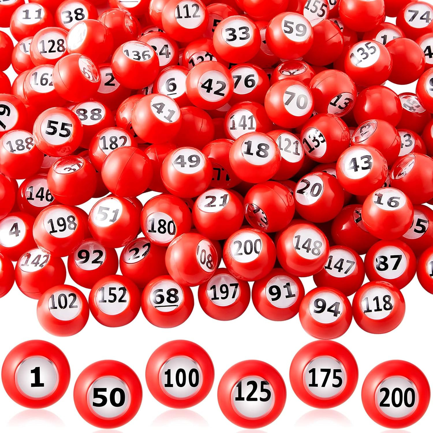 200-Piece Raffle Bingo Ball Set – Numbered 1-200 with Easy Read Window, Mini Pla