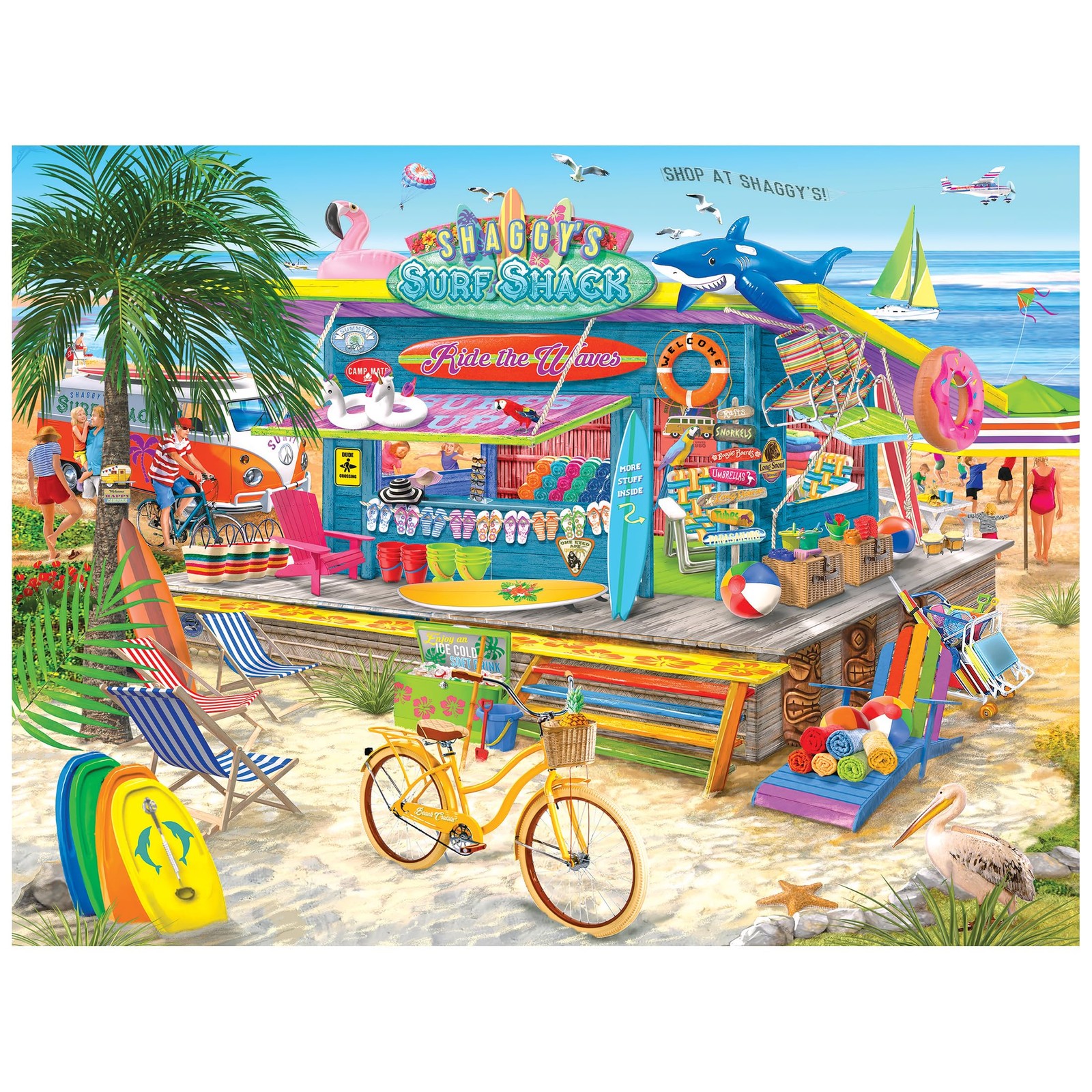 Jigsaw Puzzle 500 Piece Shaggy s Surf Shack 18 x 24 RoseArt Chris Bigelow Ocean