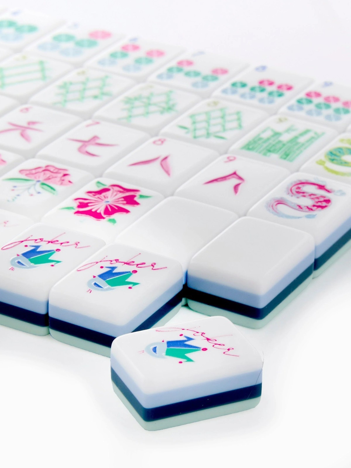American Mahjong Brick, 160 clove acrylic carved layered, blue acrylic