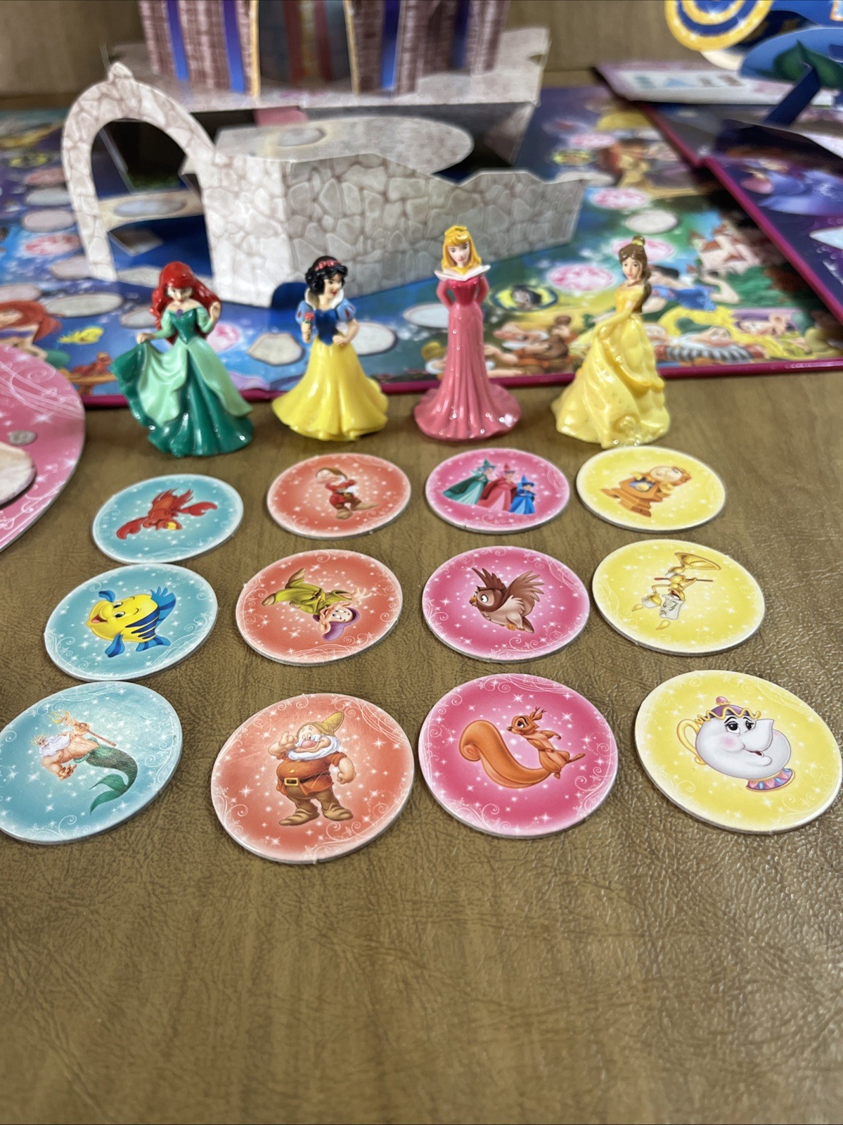 Disney Princess Pop-Up Magic Castle Tangled & Cinderellas Coach Board Games Lot