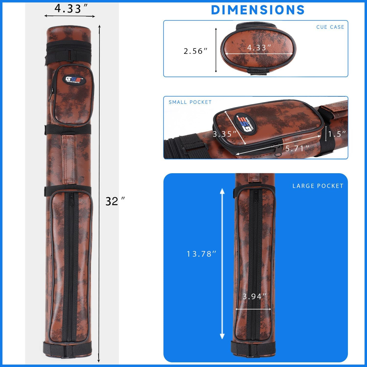 2X2 Deluxe Hard Billiard Pool Cue Stick Carrying Case, Billiard Cue Case, Billia