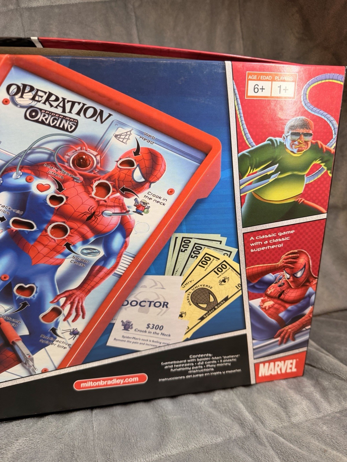 Spider-Man Origins Operation Board Game Marvel Milton Bradley Working.