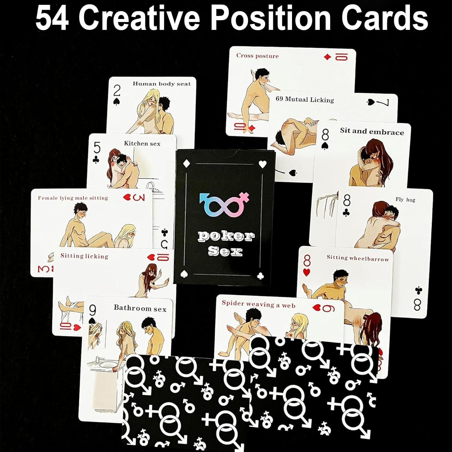 54 Cards Sex Dice Set Couples Game Adult Body Parts Actions Date Night Gift