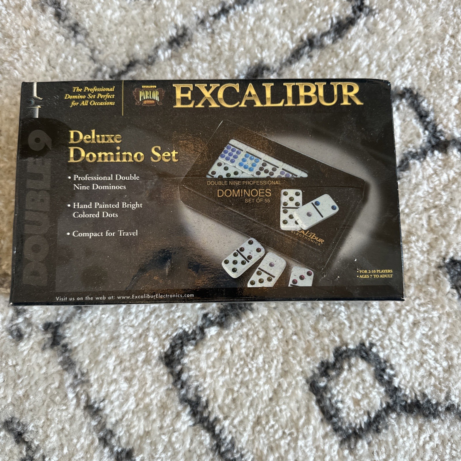 Excalibur Deluxe Domino Set 55 Pro Double 9 Dominoes Travel Case #500 Sealed