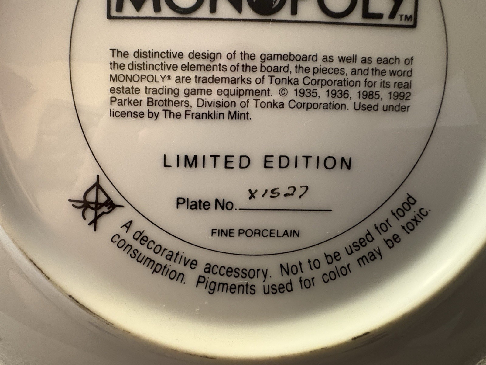 Franklin Mint Monopoly Game 60th Anniversary Millionaire’s Wooden Wall Clock