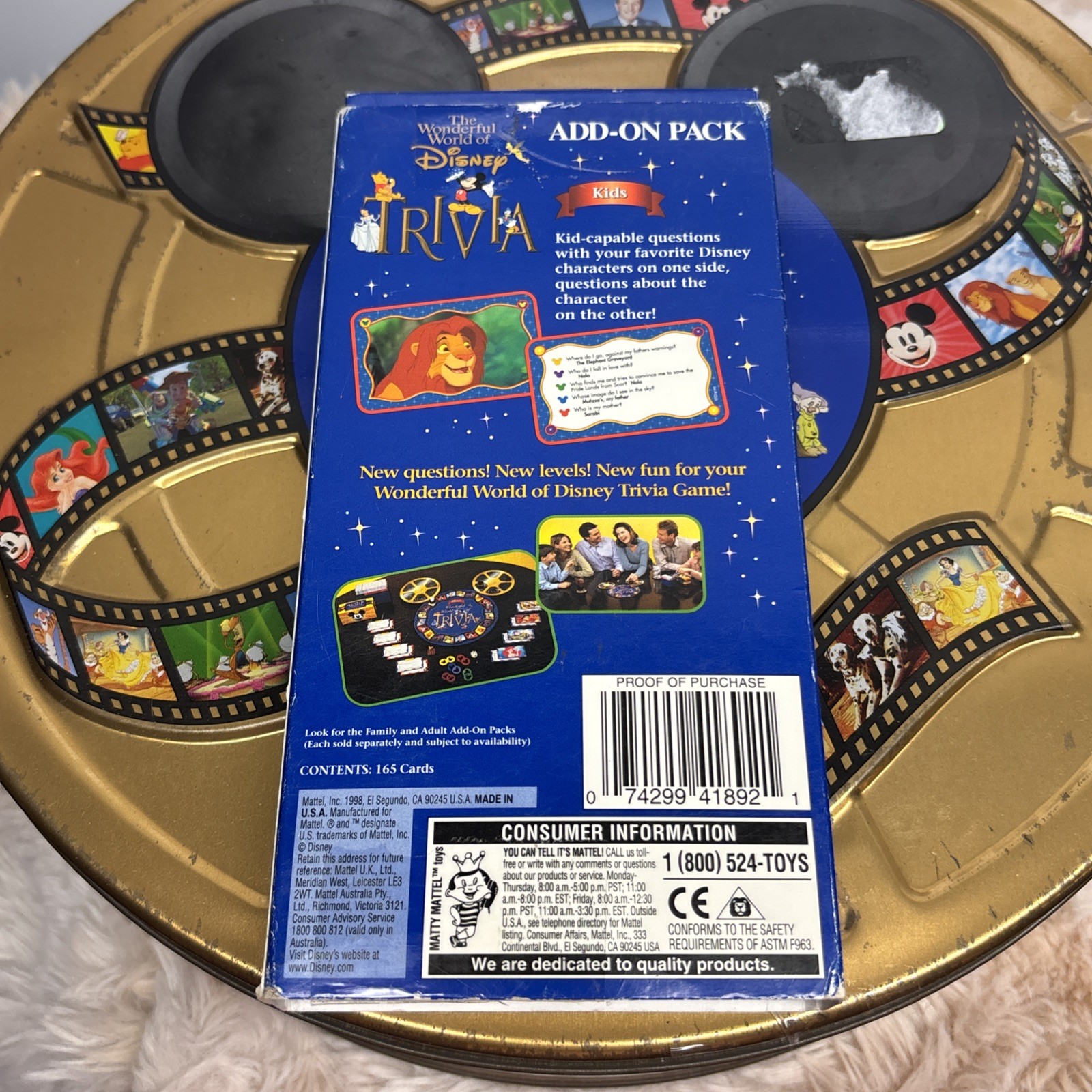 Disney Trivia Board Game The Wonderful World of 1997 Metal Tin w/Add on Pack