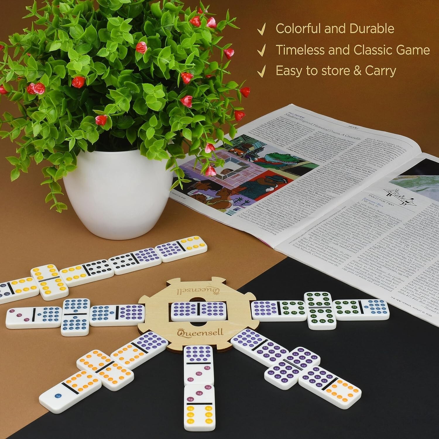 Mexican Train Dominoes Set Double 15, Dominoes Set for Adults and Family, Mex…