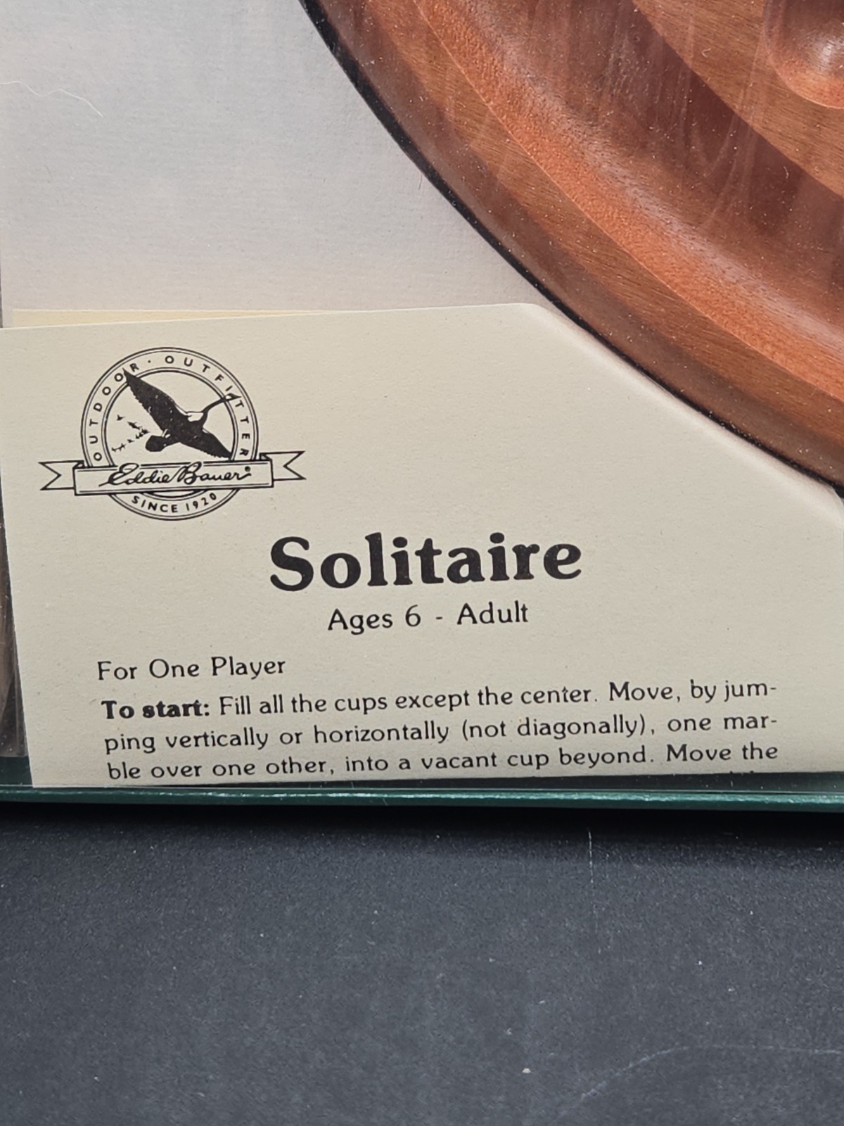 Eddie Bauer Solitaire Marble Puzzle Board Game Outdoor Outfitter Cabin Decor
