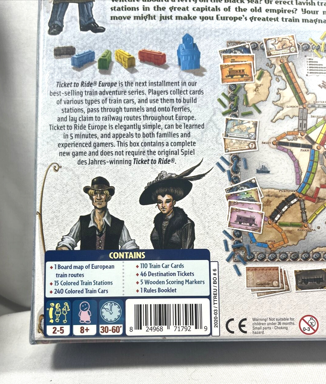 NEW 2019 UNOPENED SEALED RETIRED DAYS OF WONDER TICKET TO RIDE EUROPE BOARD GAME