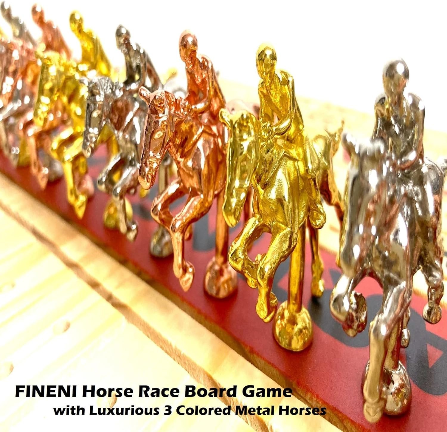 Horse Racing Game for Adults With 11 Luxurious Metal Horses Silver, Black, Ro…