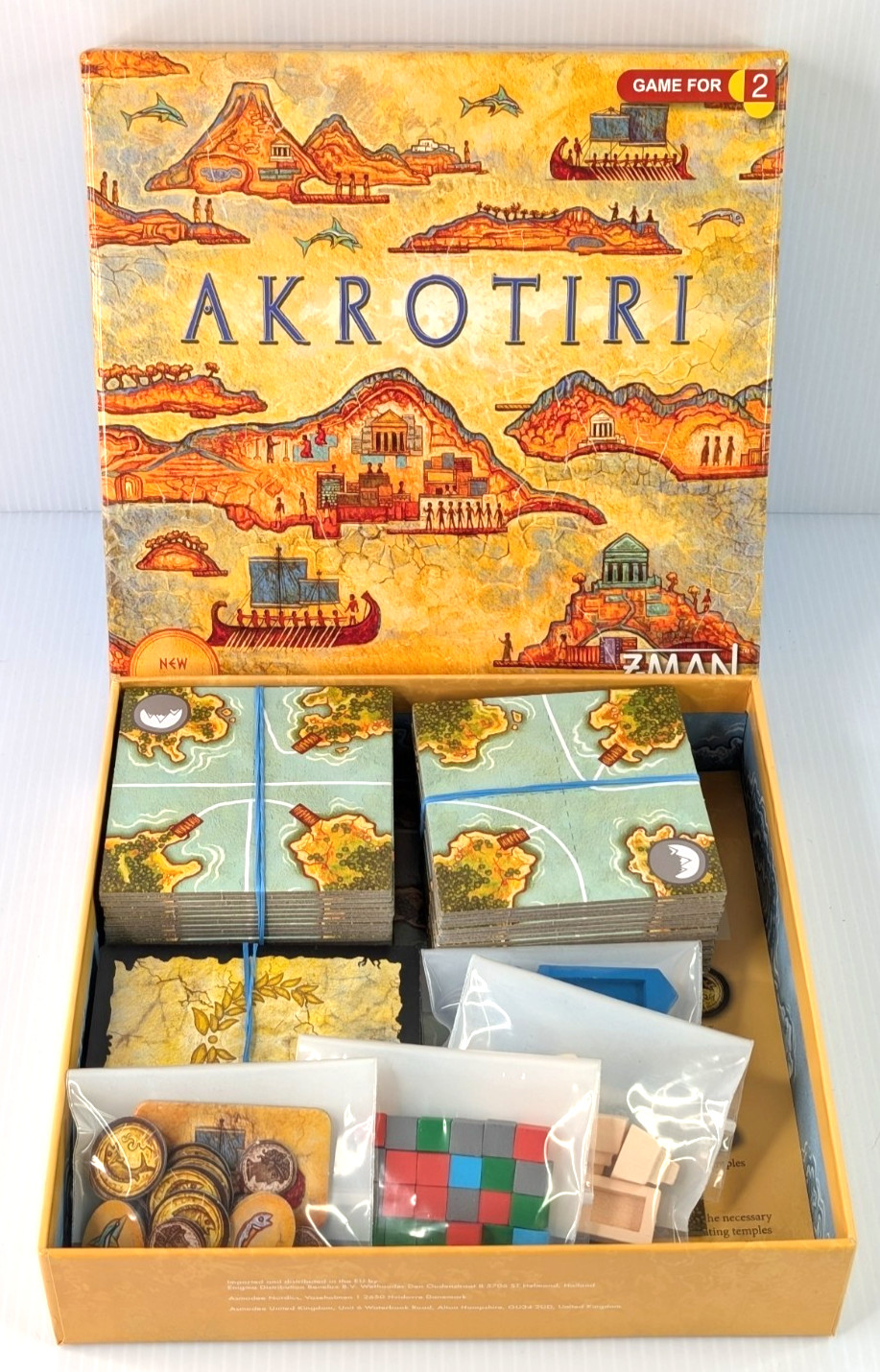 Akrotiri – 2-Player Card/Board Game by Z-Man Games – 100% COMPLETE – VGC