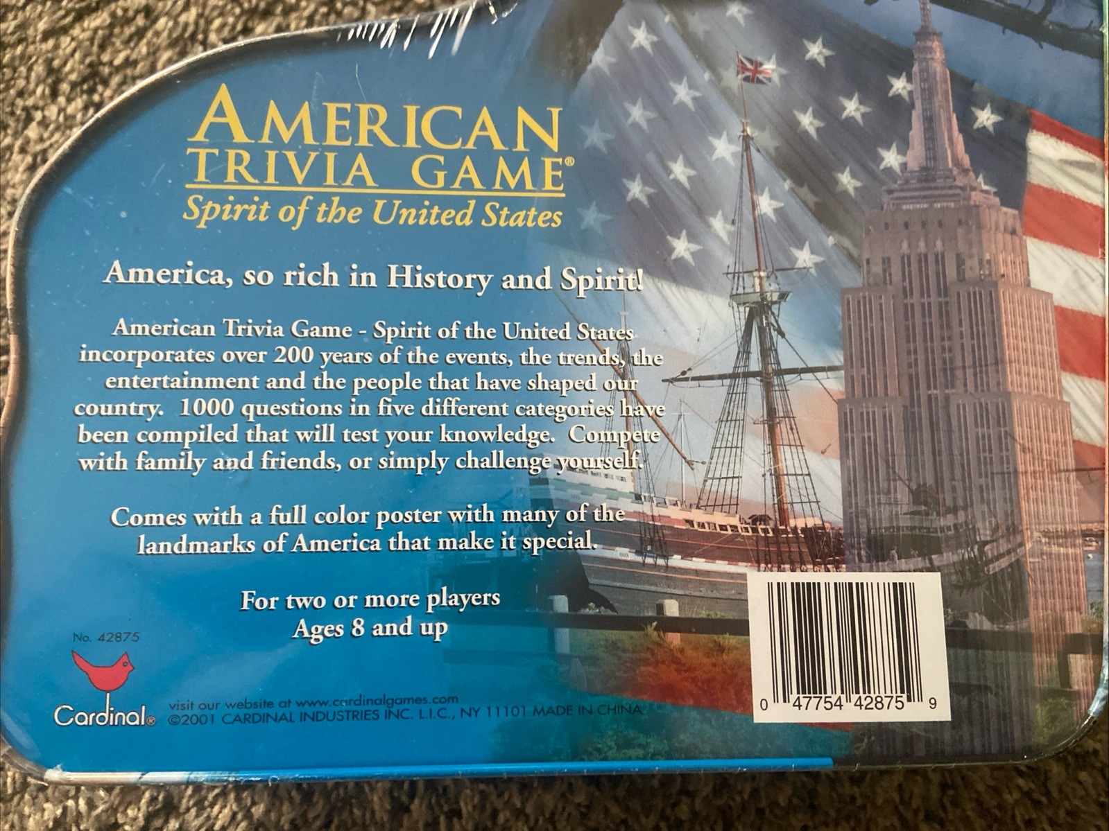 American Trivia Game Spirit United States Educational Family Metal Tin