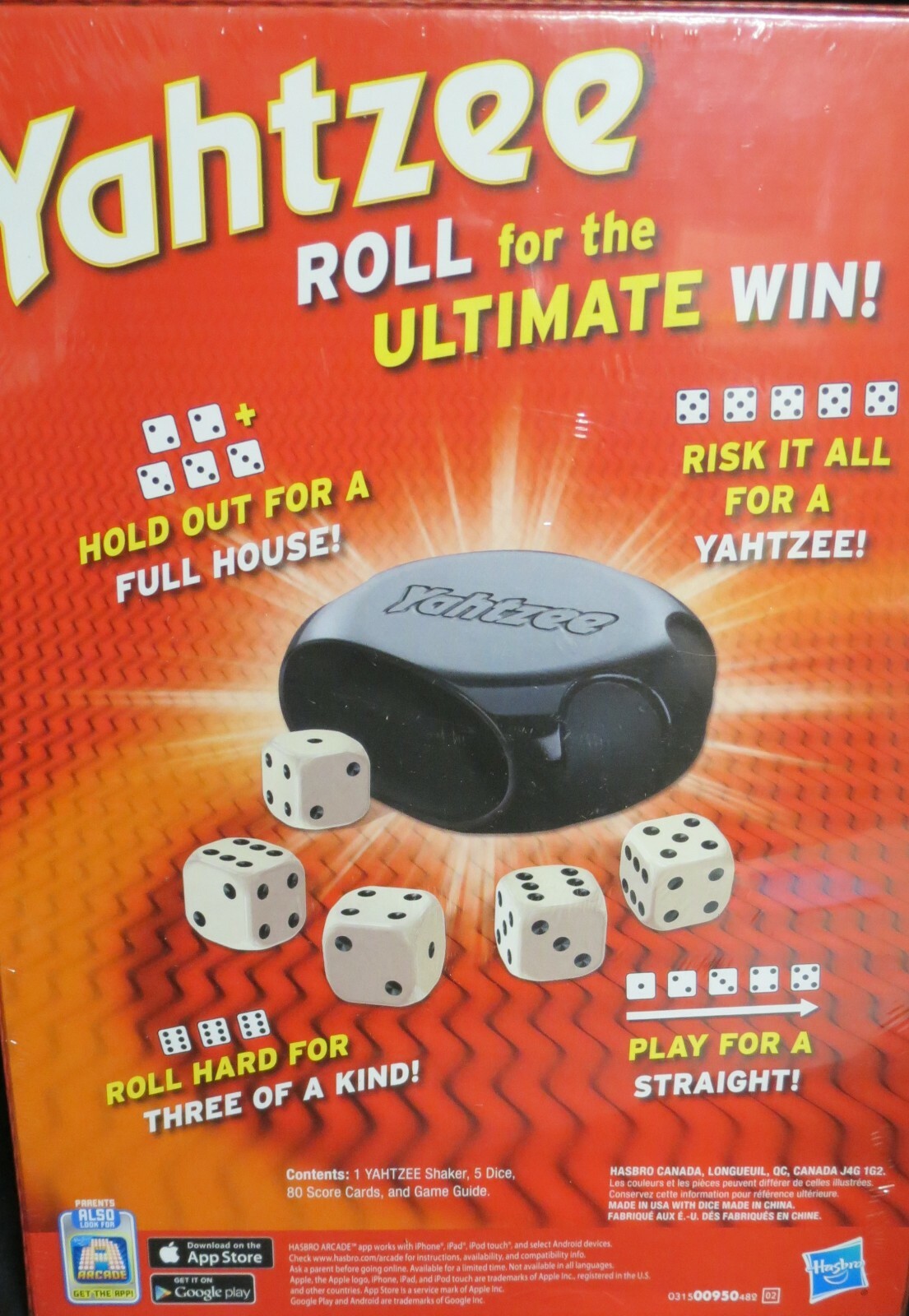 YAHTZEE GAME,New! Sealed Box Hasbro Games Shake Score Shout! Age 8 up Cards Dice