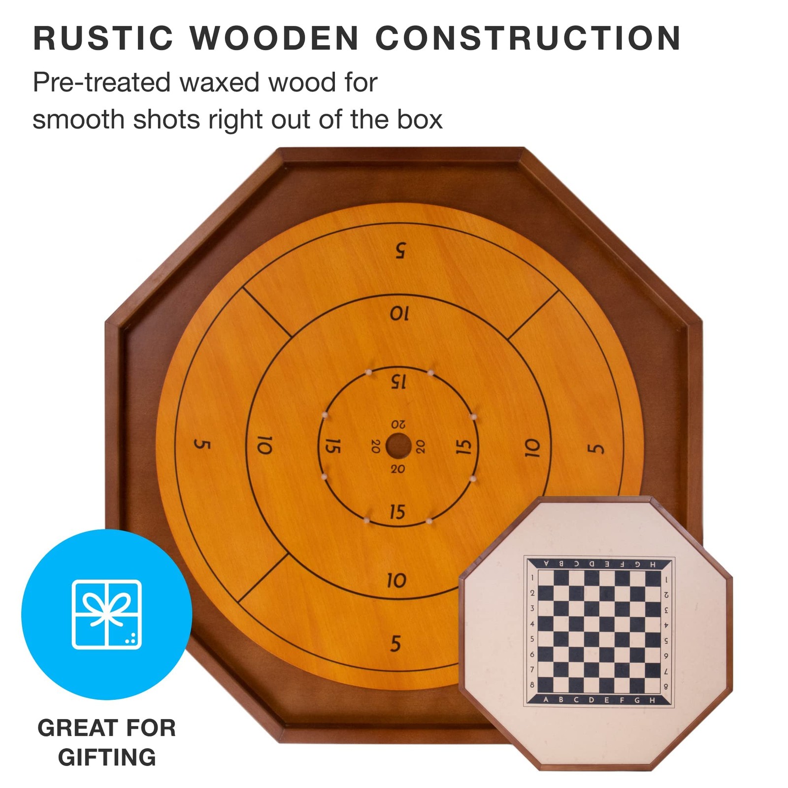 Tournament Crokinole & Checkers | Classic Dexterity Board Game for Two Players |