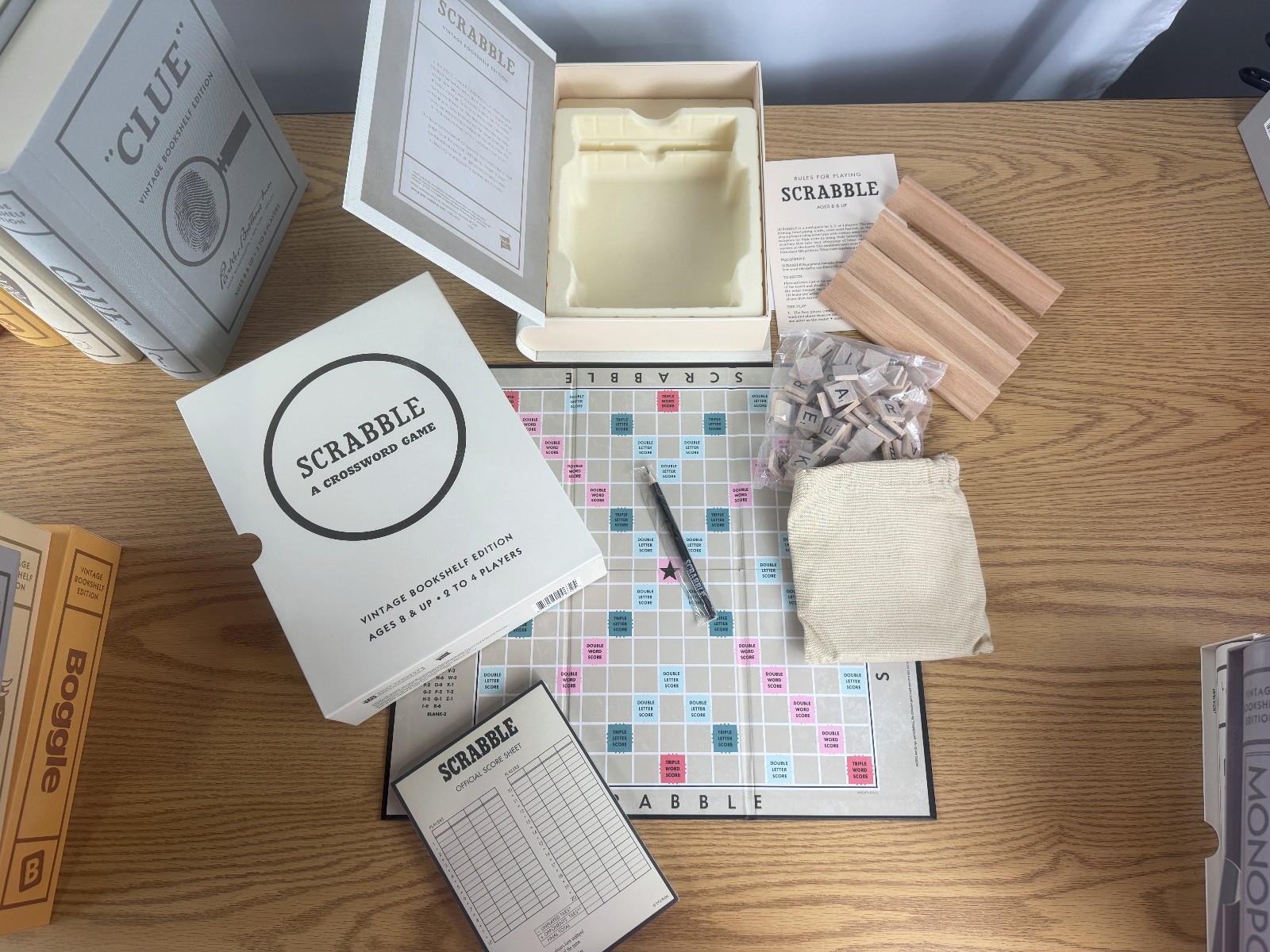Collection of 8 Vintage Bookshelf Games Linen Book by WS Game Company Open Box
