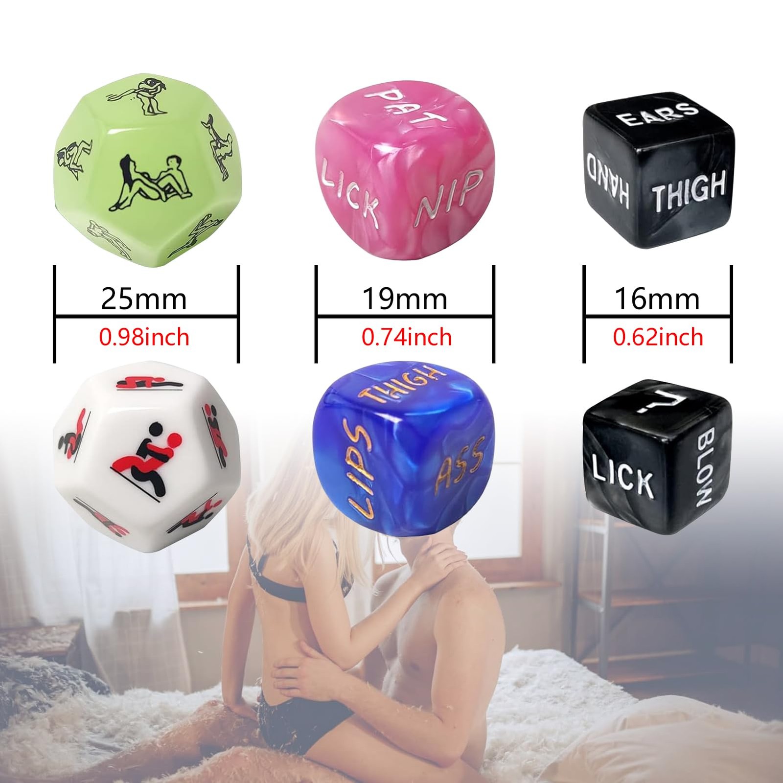 6 PCS Sex Dice Positions Sex Game Toys, Glow Dice for Date Night, Romantic A…