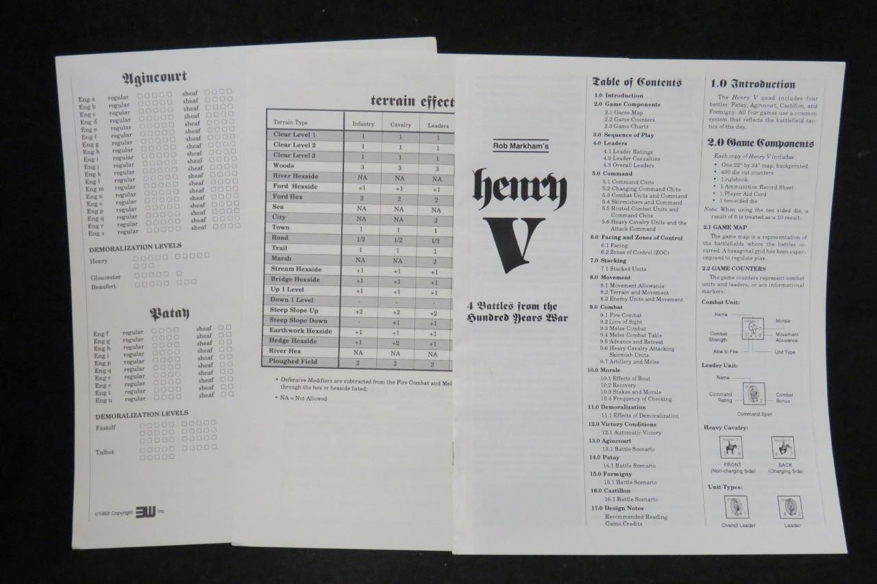 3W Game : HENRY V – 4 Battles from the Hundred Years War (UNPUNCHED)