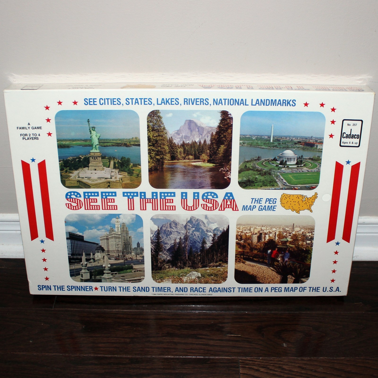 sealed 1984 vintage SEE THE USA The Peg Map Game Cadaco geography Americana #257